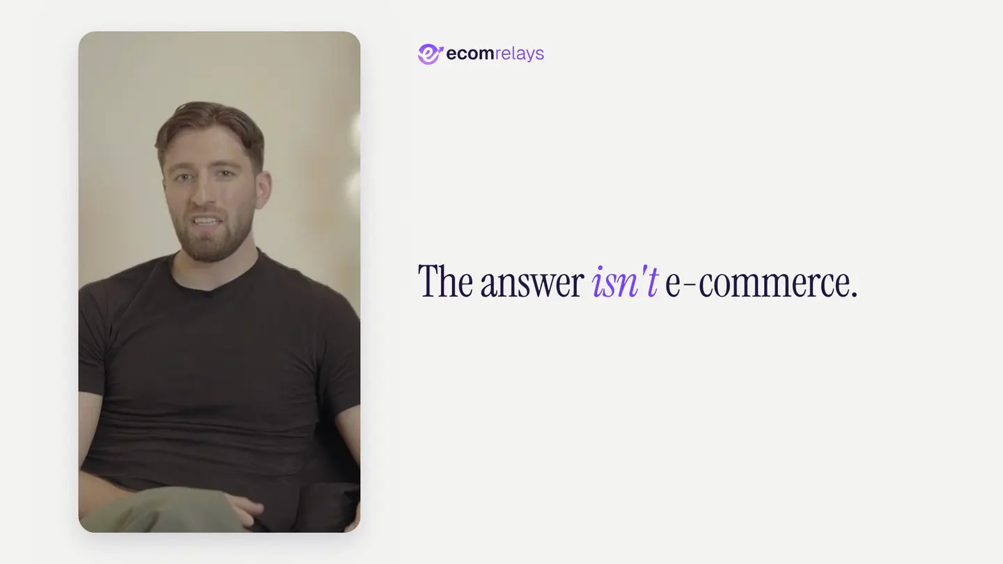 Opening frame of the video: Ecom Relays: e-commerce, run in the open